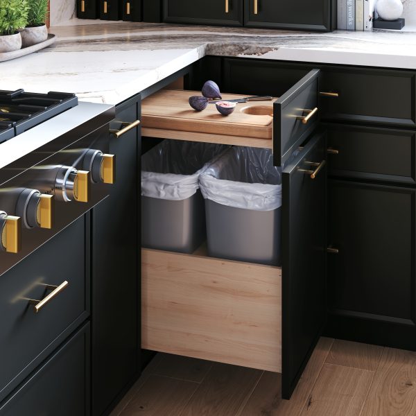 Kitchen Cabinet with Integrated trash bin