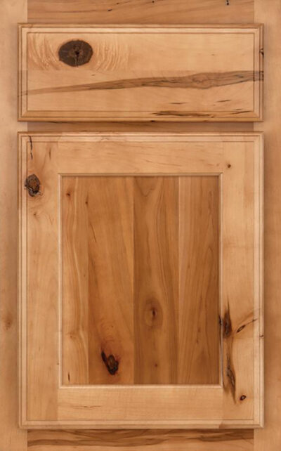 Briarwood Revered Raised Panel in Sandalwood on rustic maple