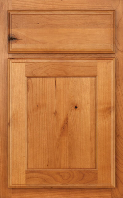 Briarwood Reverse Raised Panel in Sandalwood on knotty alder