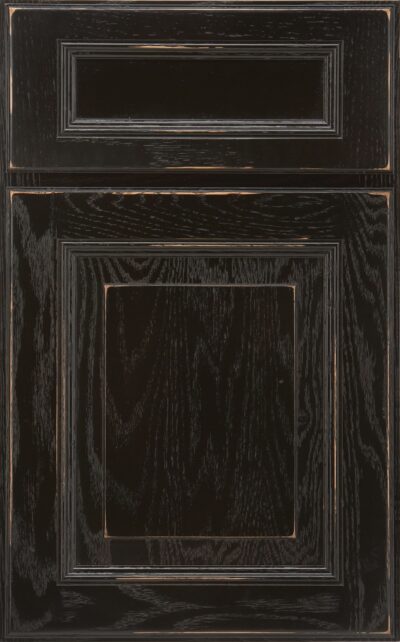 Carriage Black with Ebony Glaze & Heirloom Distressing on oak