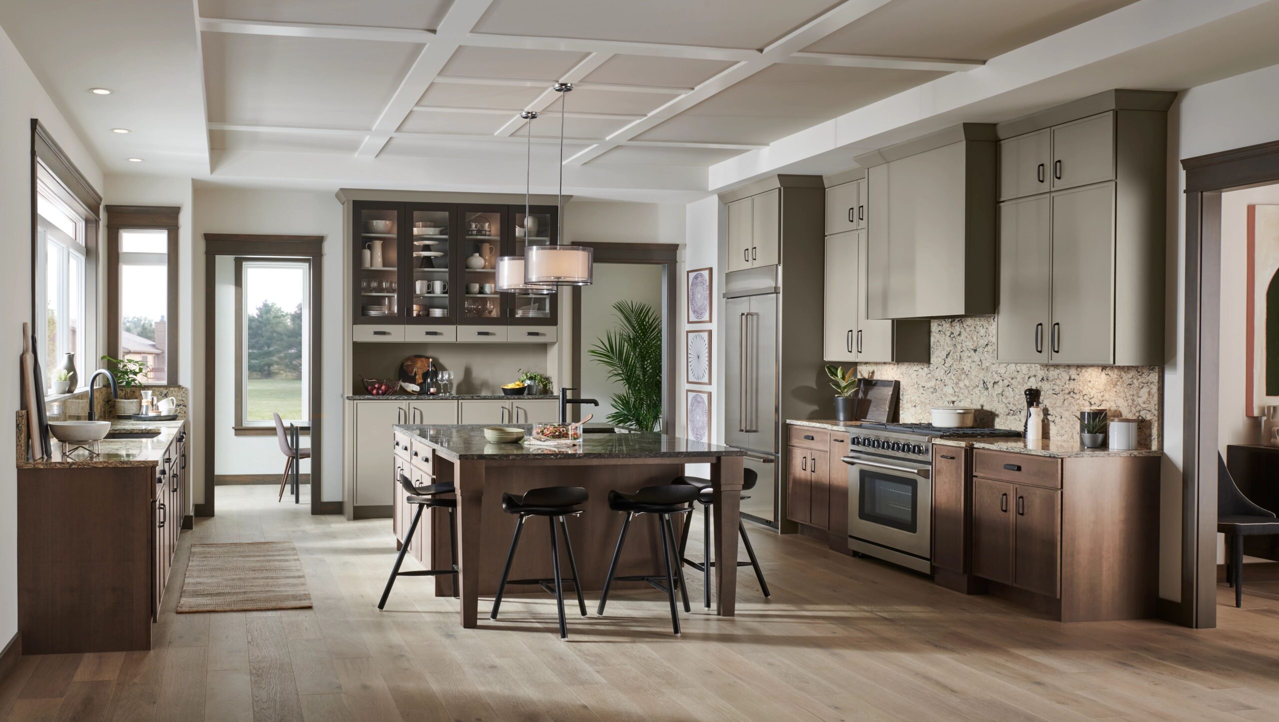 (Gold) Apollo in Dockside on cherry and Sandpiper, with Carlton in bronze matte and clear glass