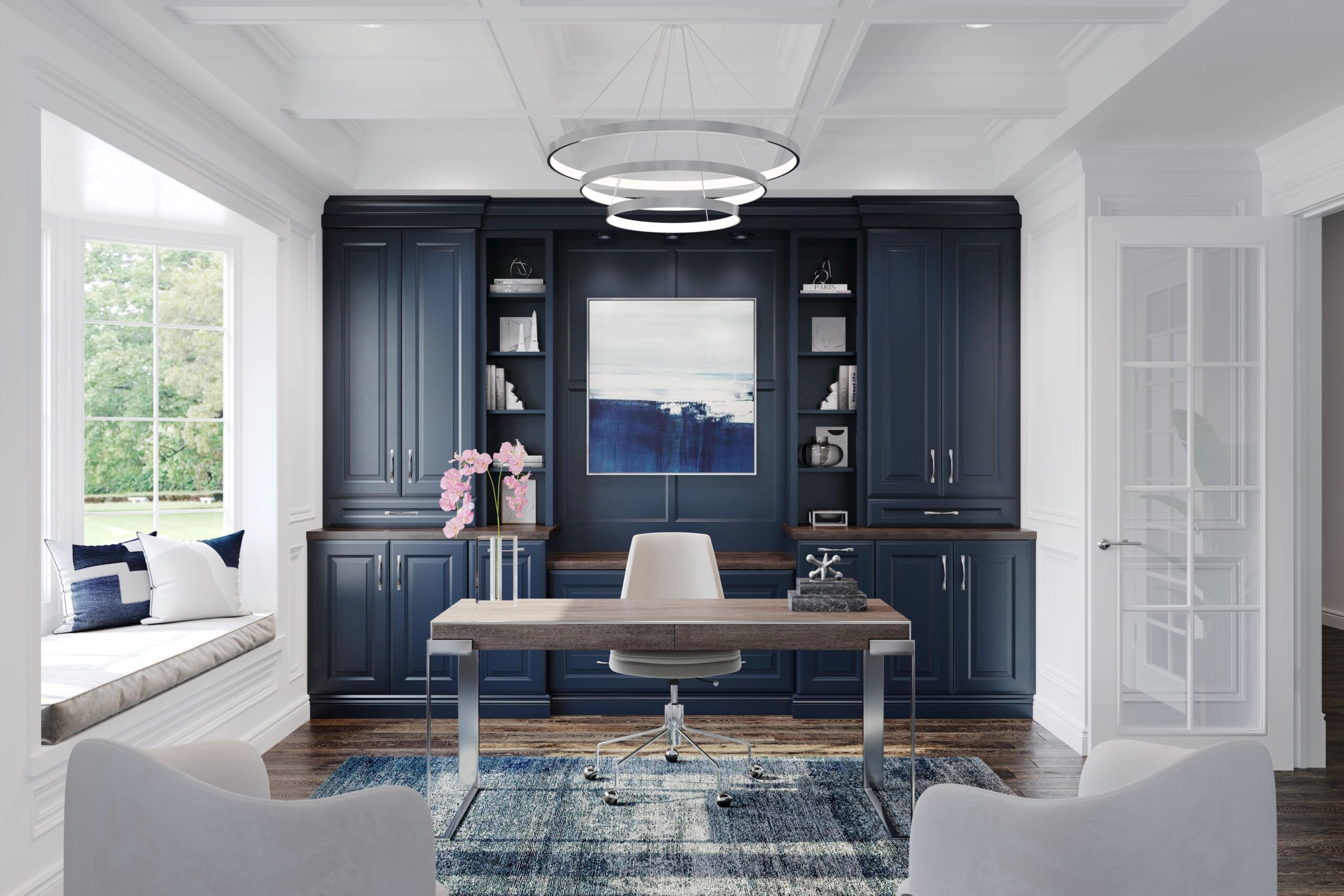 (Gold) Calistoga Raised Panel in Celeste and Smoke on maple