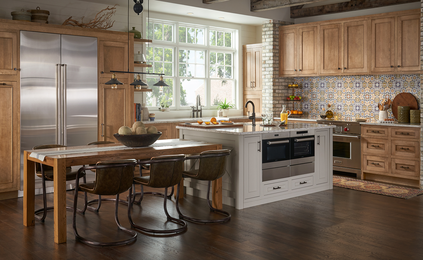 (Gold) Finch in Claret and Petal on maple, and Hearth on cherry