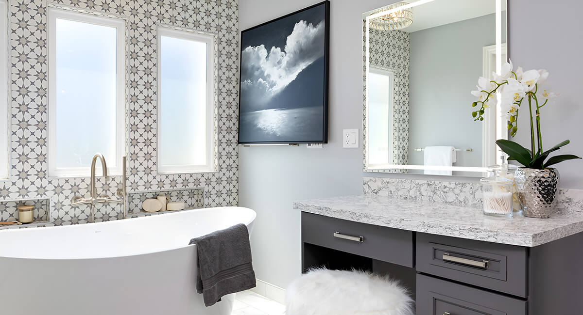 Kitchen interior with wide view