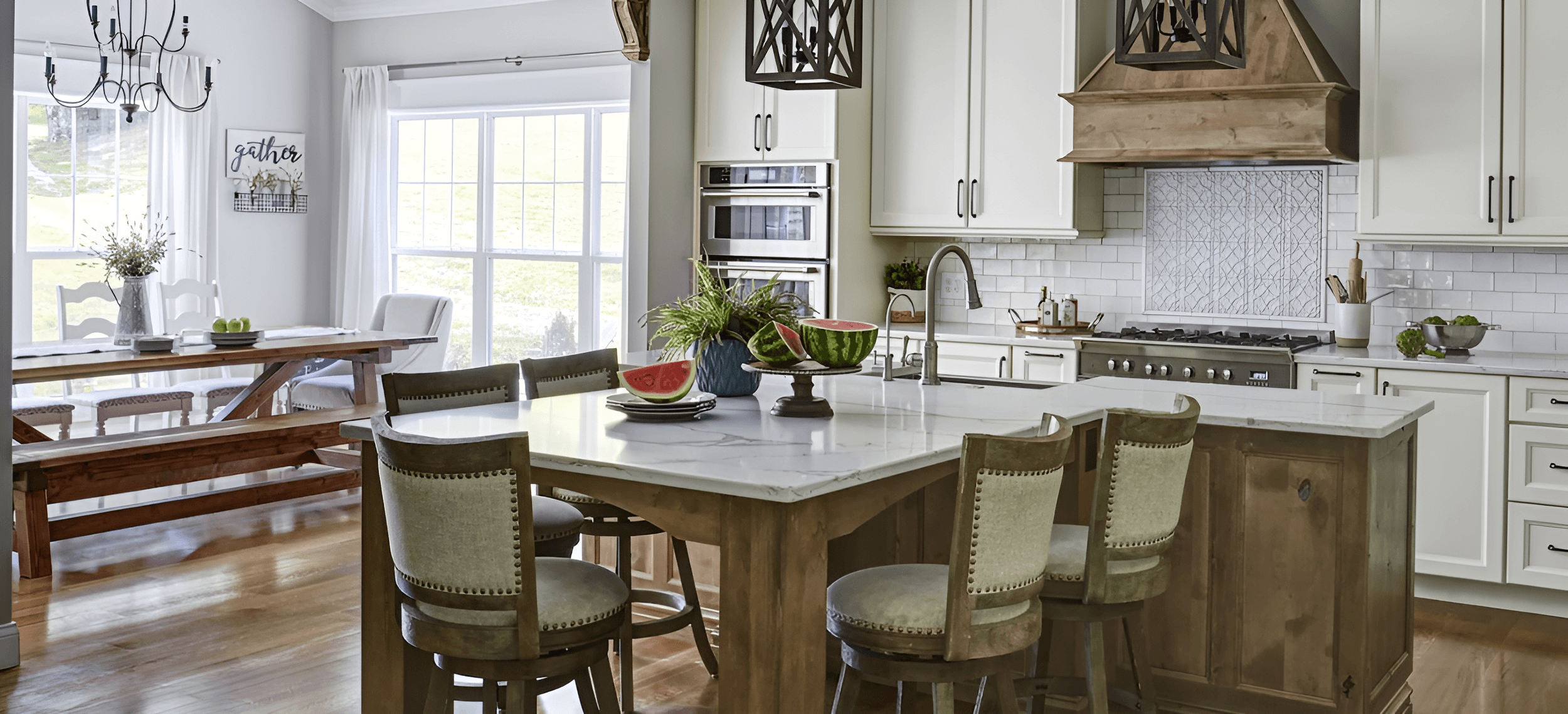 Kitchen interior with wide view