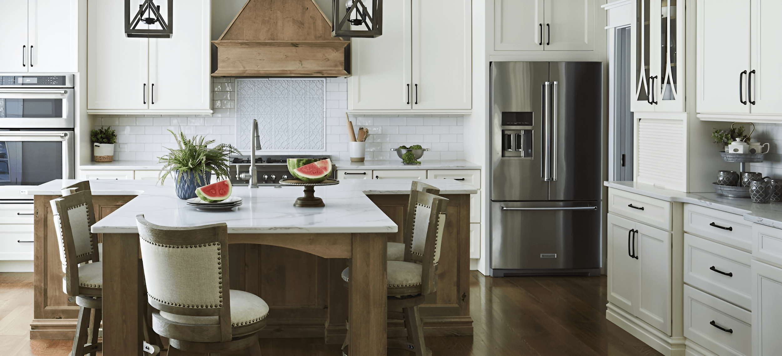Kitchen interior with wide view