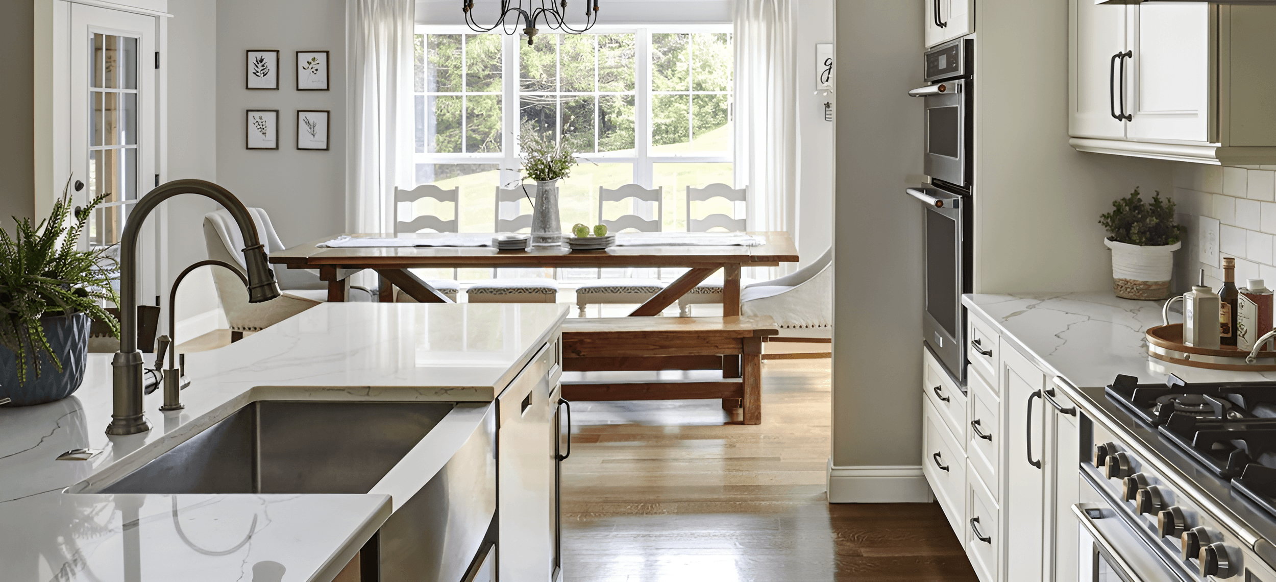 Kitchen interior with wide view