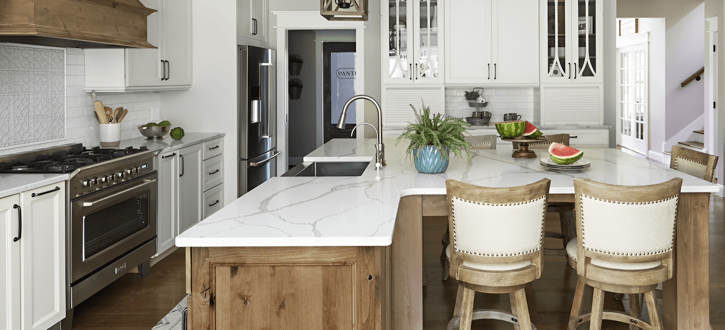 Kitchen interior with wide view