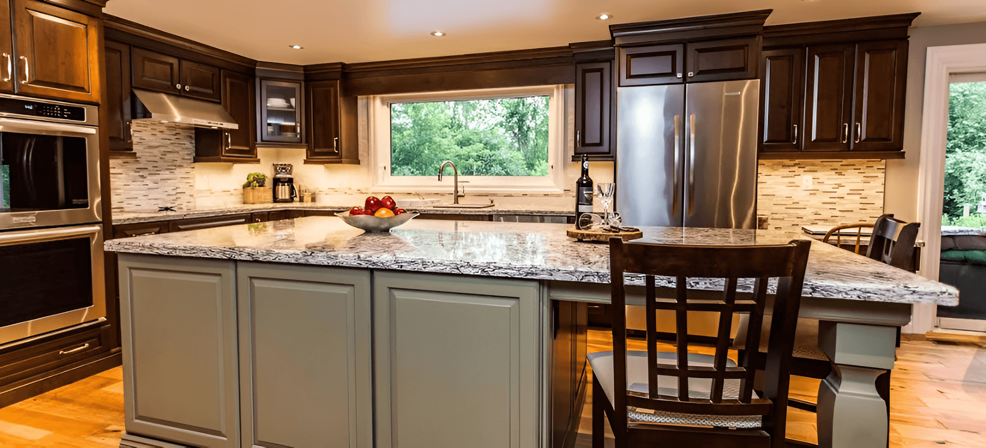 Kitchen interior with wide view
