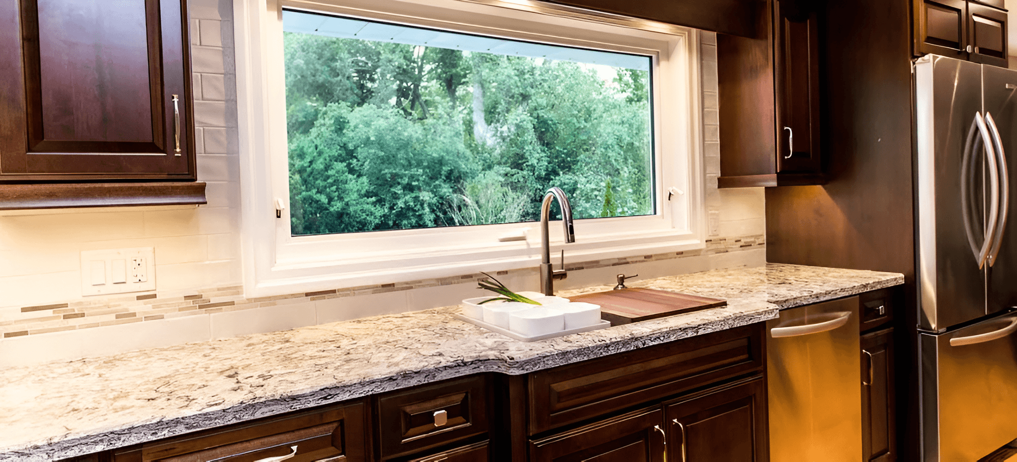 Kitchen interior with wide view